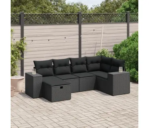 6-Daļīgs Dārza Dīvāna Komplekts, Matrači, Melna Pe Rotanpalma Vidaxl