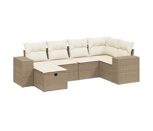 6-Daļīgs Dārza Dīvāna Komplekts, Matrači, Bēša Pe Rotangpalma Vidaxl 6-Daļīgs Dārza Dīvāna Komplekts, Matrači, Bēša Pe Rotangpalma Vidaxl