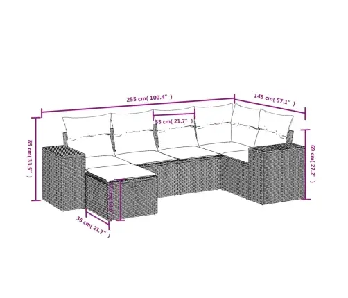 6-Daļīgs Dārza Dīvāna Komplekts, Matrači, Bēša Pe Rotangpalma Vidaxl 6-Daļīgs Dārza Dīvāna Komplekts, Matrači, Bēša Pe Rotangpalma Vidaxl