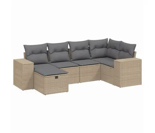 Sofos Komplektas Su Pagalvėlėmis, 6 Dalių, Smėlio, Poliratanas