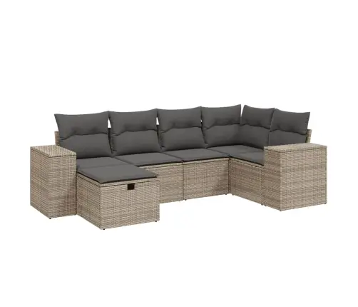 6-Daļīgs Dārza Dīvāna Komplekts Ar Matračiem, Pelēks Pe Pinums Vidaxl