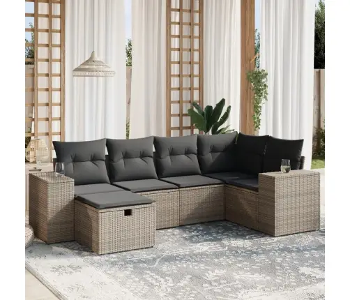 6-Daļīgs Dārza Dīvāna Komplekts Ar Matračiem, Pelēks Pe Pinums Vidaxl