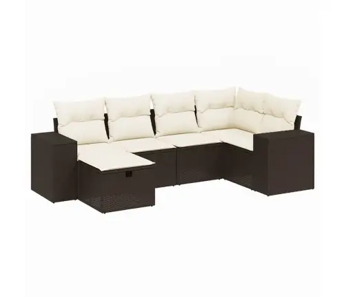 6-Daļīgs Dārza Dīvānu Komplekts, Matrači, Brūna Pe Rotangpalma Vidaxl