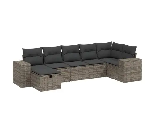 7-Daļīgs Dārza Dīvāna Komplekts, Matrači, Pelēka Pe Rotangpalma Vidaxl