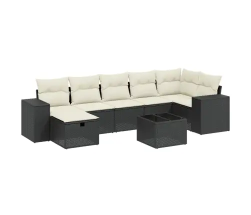 8-Daļīgs Dārza Dīvāna Komplekts, Matrači, Melna Pe Rotangpalma Vidaxl