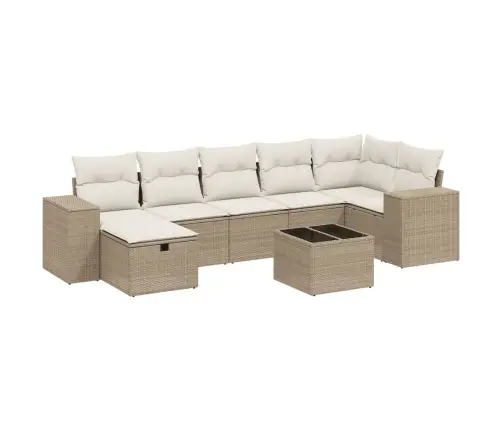 8-Daļīgs Dārza Dīvāna Komplekts, Matrači, Bēša Pe Rotangpalma Vidaxl