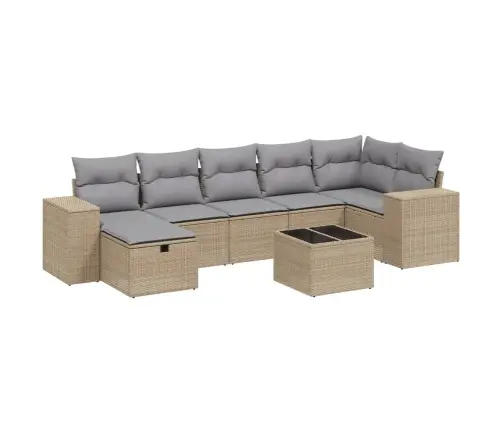 Sofos Komplektas Su Pagalvėlėmis, 8 Dalių, Smėlio, Poliratanas