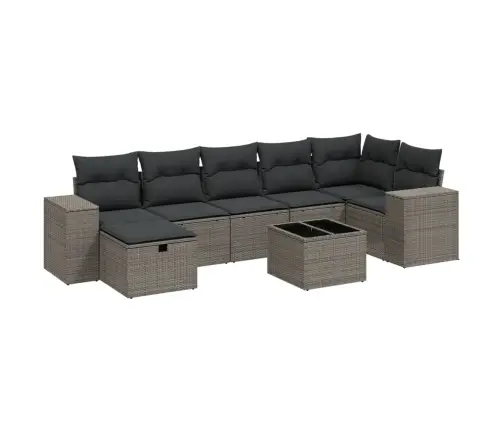 8-Daļīgs Dārza Dīvāna Komplekts,Matrači, Gaiši Pelēka Pe Pinums Vidaxl