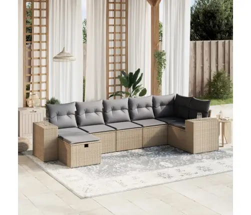 7-Daļīgs Dārza Dīvāna Komplekts Ar Matračiem,Pe Rotangpalma Vidaxl