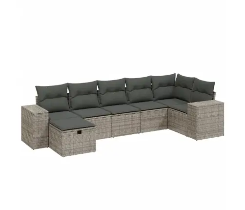 7-Daļīgs Dārza Dīvāna Komplekts, Matrači, Pelēka Pe Rotangpalma Vidaxl