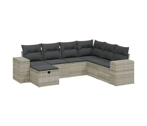 Sofos Komplektas Su Pagalvėlėmis, 7 Dalių, Pilkas, Poliratanas