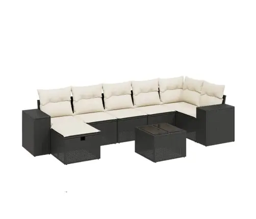 8-Osaline Aiadiivani Komplekt Patjadega, Must, Polürotang