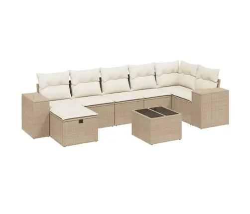 Sofos Komplektas Su Pagalvėlėmis, 8 Dalių, Smėlio, Poliratanas