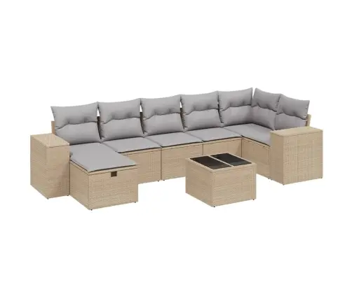 Sofos Komplektas Su Pagalvėlėmis, 8 Dalių, Smėlio, Poliratanas