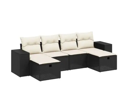 6-Daļīgs Dārza Dīvāna Komplekts, Matrači, Melna Pe Rotanpalma Vidaxl