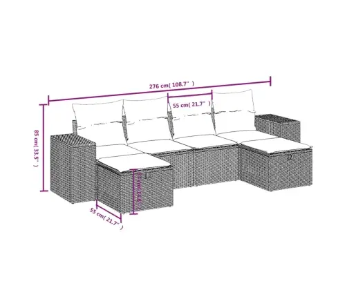 6-Daļīgs Dārza Dīvāna Komplekts, Matrači, Melna Pe Rotanpalma Vidaxl