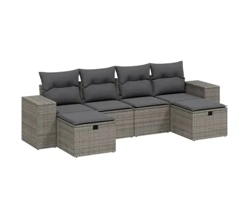 Sofos Komplektas Su Pagalvėlėmis, 6 Dalių, Pilkas, Poliratanas