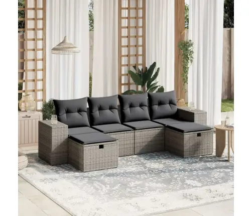 Sofos Komplektas Su Pagalvėlėmis, 6 Dalių, Pilkas, Poliratanas