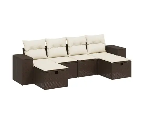 6-Daļīgs Dārza Dīvānu Komplekts, Matrači, Brūna Pe Rotangpalma Vidaxl