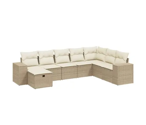 8-Daļīgs Dārza Dīvāna Komplekts, Matrači, Bēša Pe Rotangpalma Vidaxl 8-Daļīgs Dārza Dīvāna Komplekts, Matrači, Bēša Pe Rotangpalma Vidaxl