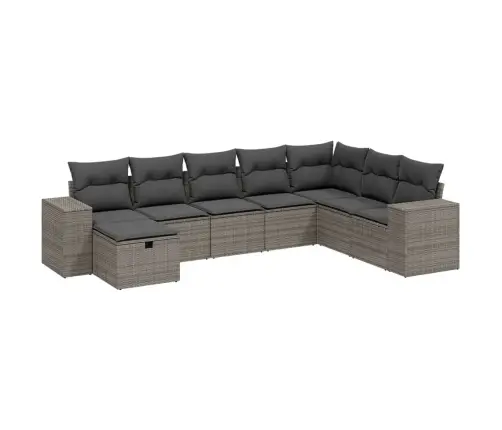 8-Daļīgs Dārza Dīvāna Komplekts Ar Matračiem, Pelēks Pe Pinums Vidaxl