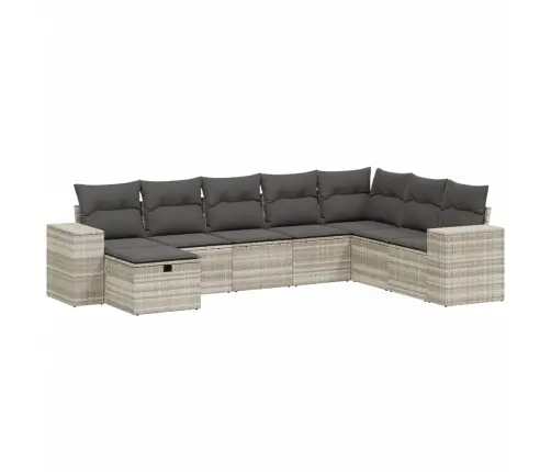 Sodo Komplektas Su Pagalvėlėmis, 8 Dalių, Pilkas, Poliratanas