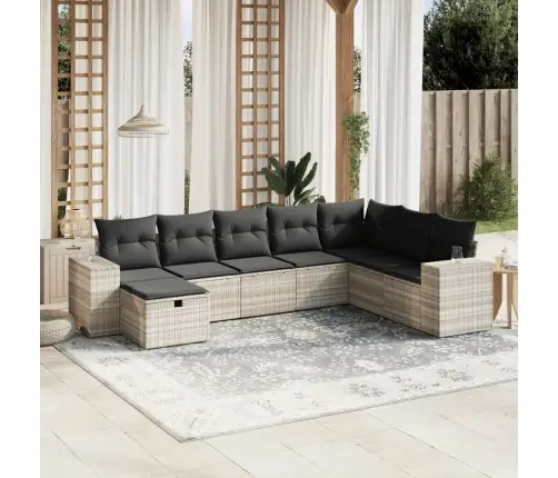 Sodo Komplektas Su Pagalvėlėmis, 8 Dalių, Pilkas, Poliratanas