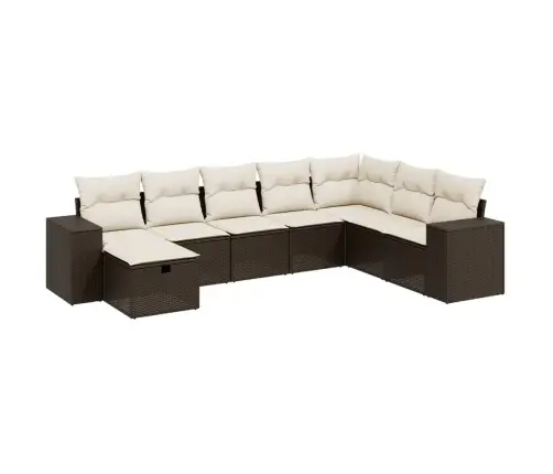 8-Daļīgs Dārza Dīvānu Komplekts, Matrači, Brūna Pe Rotangpalma Vidaxl