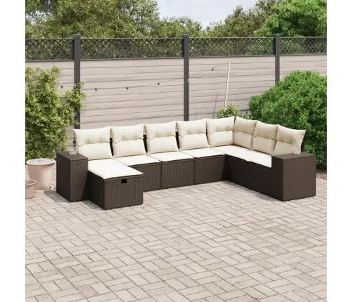 8-Daļīgs Dārza Dīvānu Komplekts, Matrači, Brūna Pe Rotangpalma Vidaxl