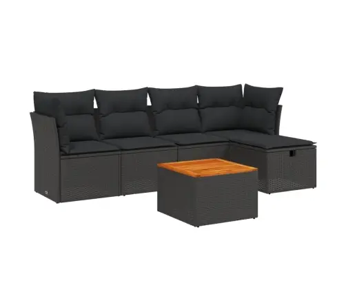 6-Daļīgs Dārza Dīvāna Komplekts, Matrači, Melna Pe Rotanpalma Vidaxl