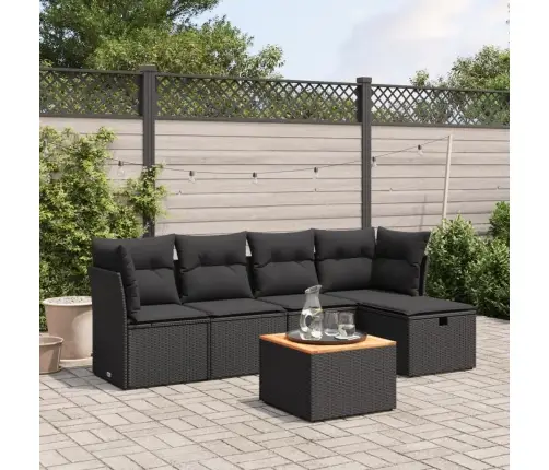 6-Daļīgs Dārza Dīvāna Komplekts, Matrači, Melna Pe Rotanpalma Vidaxl