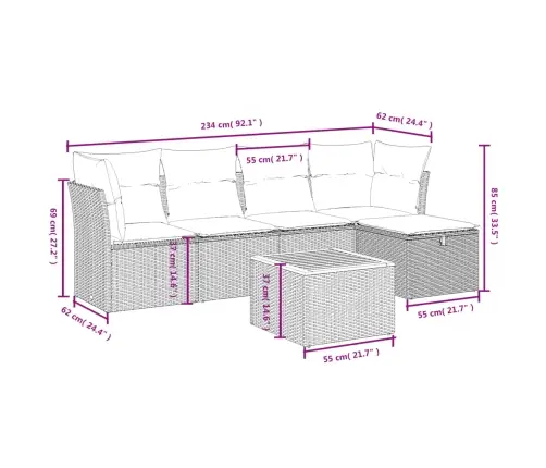 6-Osaline Aiadiivani Komplekt Patjadega, Must, Polürotang