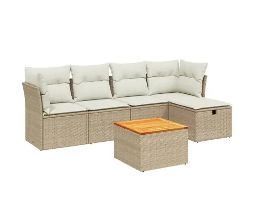 6-Daļīgs Dārza Dīvāna Komplekts, Matrači, Bēša Pe Rotangpalma Vidaxl