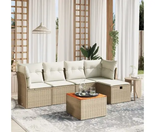 6-Daļīgs Dārza Dīvāna Komplekts, Matrači, Bēša Pe Rotangpalma Vidaxl