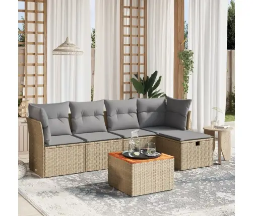 6-Daļīgs Dārza Dīvāna Komplekts, Matrači, Bēša Pe Rotangpalma Vidaxl 6-Daļīgs Dārza Dīvāna Komplekts, Matrači, Bēša Pe Rotangpalma Vidaxl