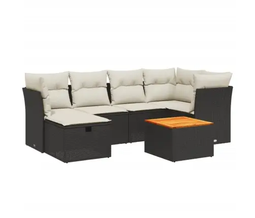 7-Daļīgs Dārza Dīvāna Komplekts Ar Matračiem, Melna Pe Vidaxl