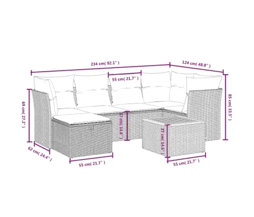 7-Daļīgs Dārza Dīvāna Komplekts Ar Matračiem, Melna Pe Vidaxl