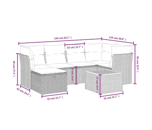 7-Daļīgs Dārza Dīvāna Komplekts, Matrači, Bēša Pe Rotangpalma Vidaxl