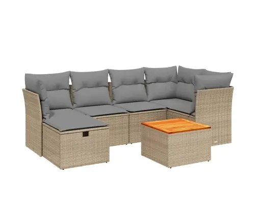 7-Daļīgs Dārza Dīvāna Komplekts Ar Matračiem,Pe Rotangpalma Vidaxl