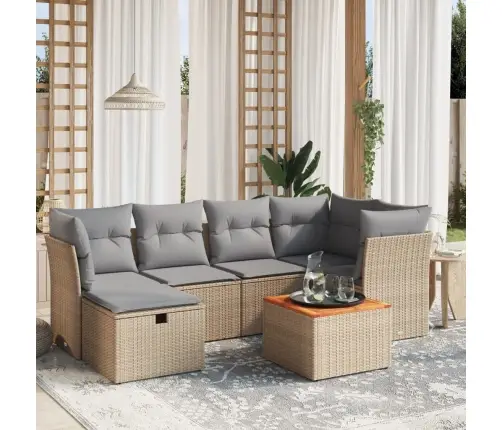 7-Daļīgs Dārza Dīvāna Komplekts Ar Matračiem,Pe Rotangpalma Vidaxl