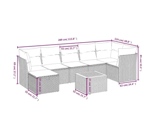 Sofos Komplektas Su Pagalvėlėmis, 8 Dalių, Juodas, Poliratanas