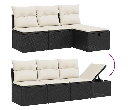 8-Osaline Aiadiivani Komplekt Patjadega, Must, Polürotang