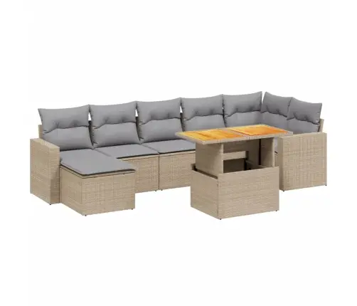 Sofos Komplektas Su Pagalvėlėmis, 8 Dalių, Smėlio, Poliratanas