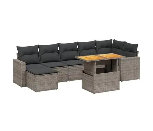 8-Daļīgs Dārza Dīvāna Komplekts Ar Matračiem, Pelēks Pe Pinums Vidaxl