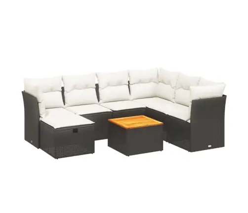 8-Daļīgs Dārza Dīvāna Komplekts, Matrači, Melna Pe Rotangpalma Vidaxl