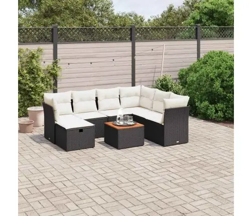 8-Daļīgs Dārza Dīvāna Komplekts, Matrači, Melna Pe Rotangpalma Vidaxl