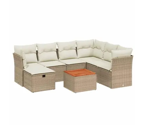 Sofos Komplektas Su Pagalvėlėmis, 8 Dalių, Smėlio, Poliratanas