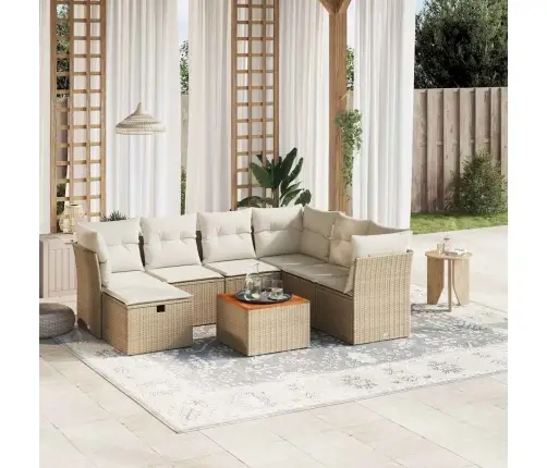 Sofos Komplektas Su Pagalvėlėmis, 8 Dalių, Smėlio, Poliratanas