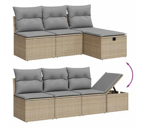 8-Osaline Aiadiivani Komplekt Patjadega, Beež, Polürotang