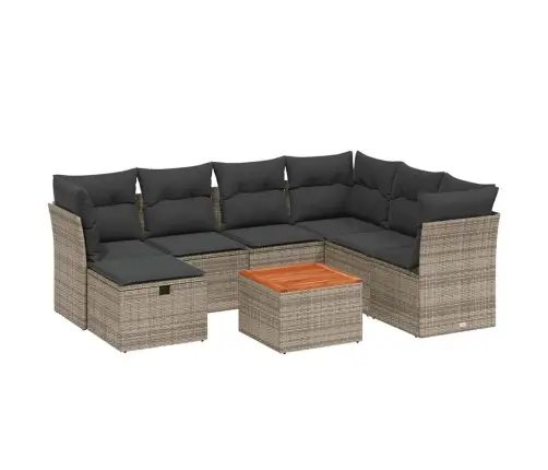 8-Daļīgs Dārza Dīvāna Komplekts Ar Matračiem, Pelēks Pe Pinums Vidaxl